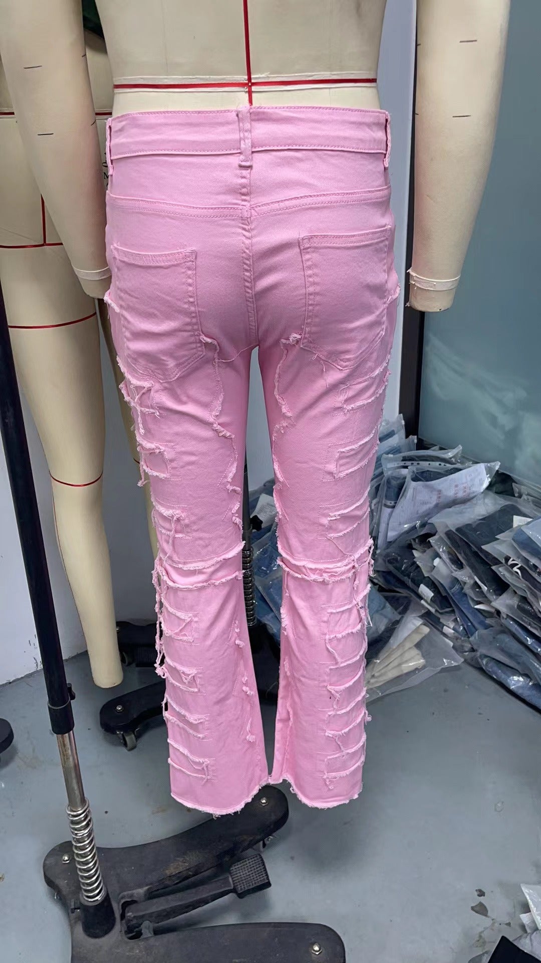 Men's Denim Straight Leg Pants Street Fashion Stretch Patch Denim Straight Leg Pants 21