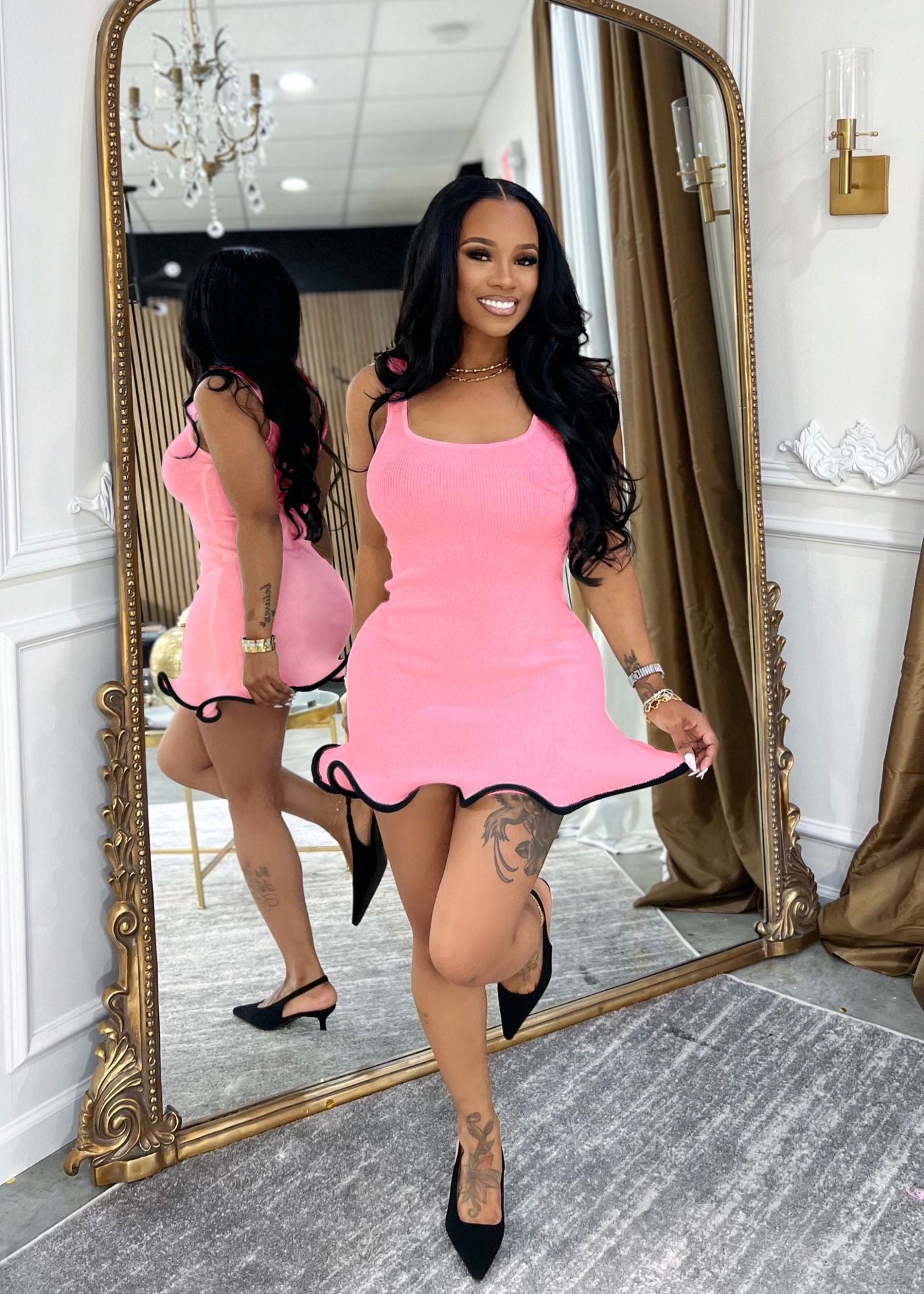 Women's Summer Wave Hem Slim Tank Dress 4