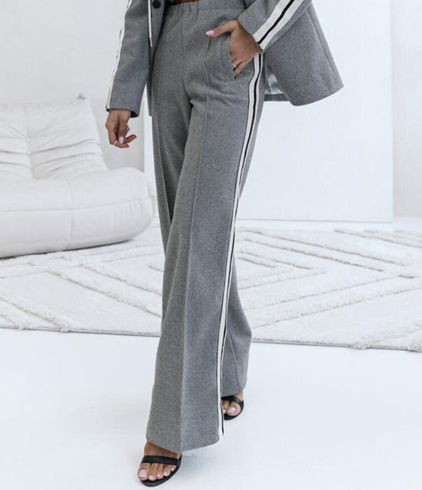 Women Double Breasted Pocket Blazer Suit Two Piece 6