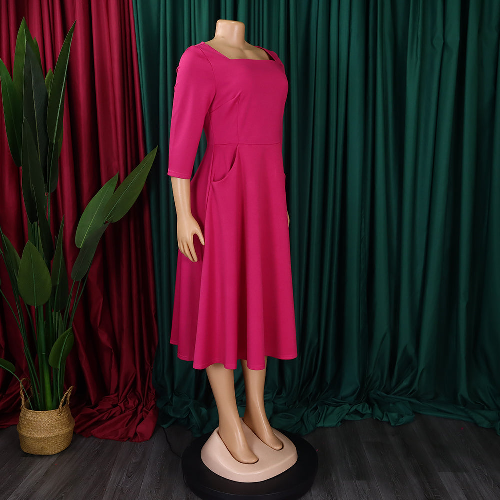 Women Autumn and Winter Pocket African Dress 20