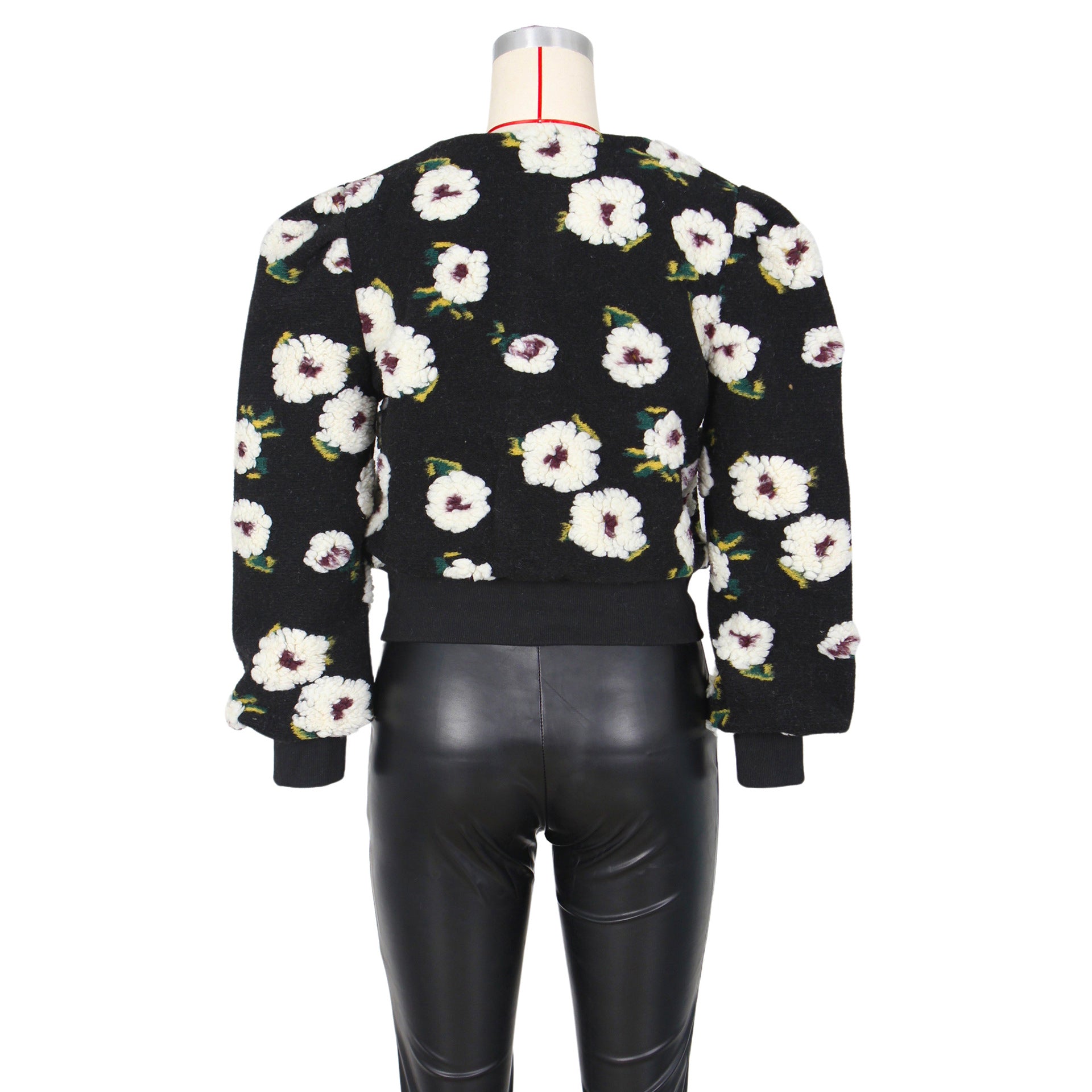 Women Fall and Winter Retro Flower Crop Jacket 33