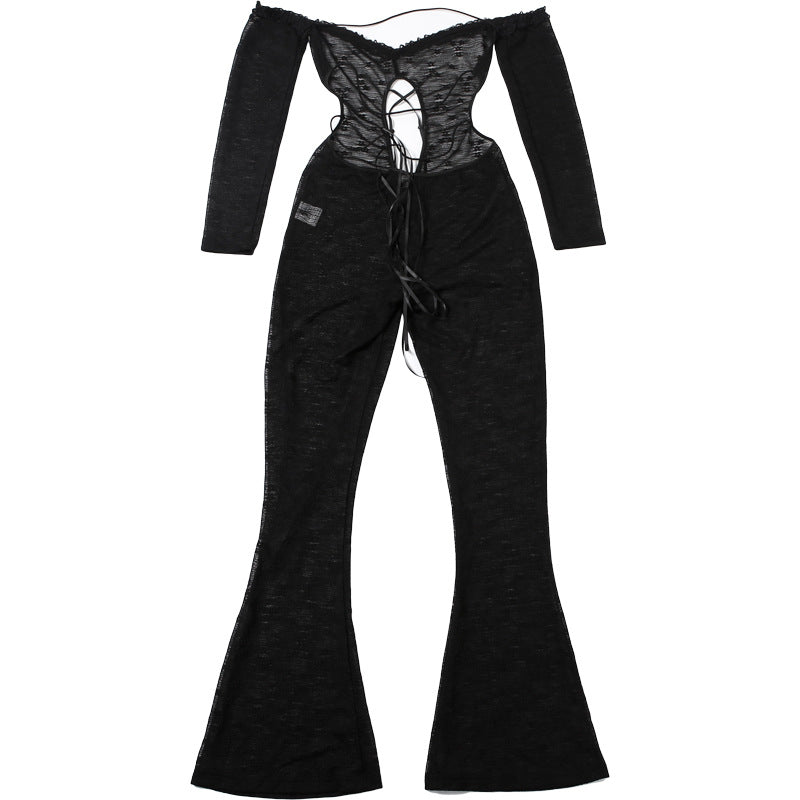 Women Fall Lace See-Through Sexy Jumpsuit 10