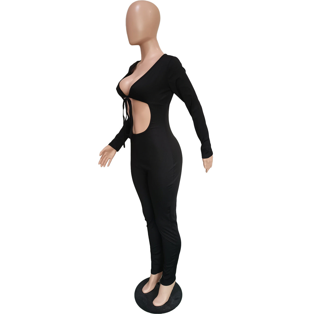 Women's Autumn Solid Color Lace-up Cutout Jumpsuit 23