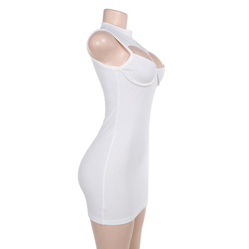 Hollow Knitting Sleeveless Summer Slim Bodycon Short Dress 7
