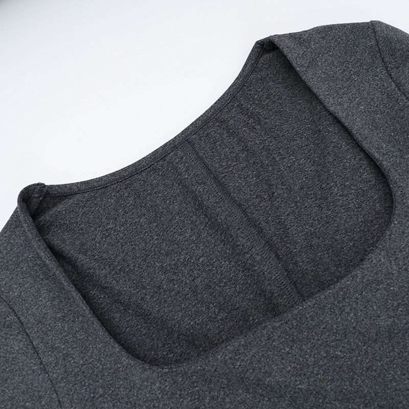 Autumn Solid Color Square Neck Long Sleeve Slim Women Long Dress 9