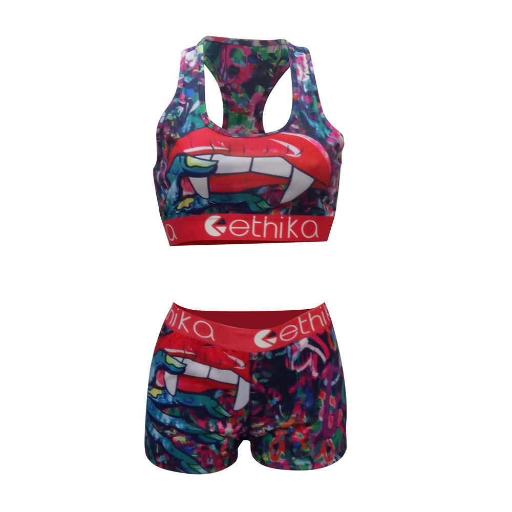 Women's Style Slim Fit Shorts Printed Two-Piece Set 12