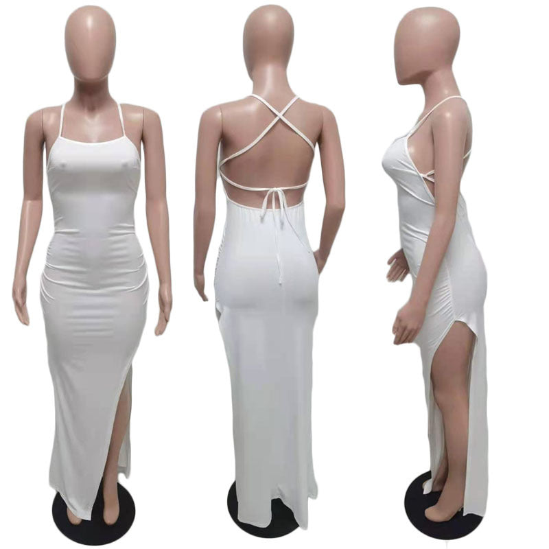 Women's Clothing Spring Summer Fashion Sexy Sling Pure Color Dress 27