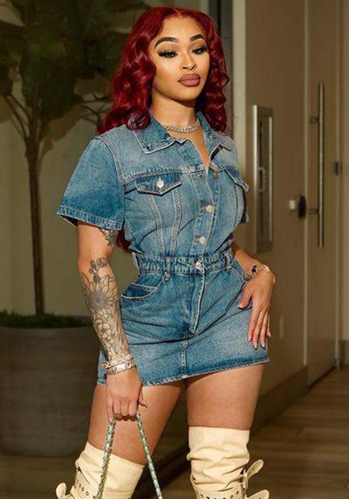 Spring/Summer Denim Short Sleeve Fashion Slim Fit Dress