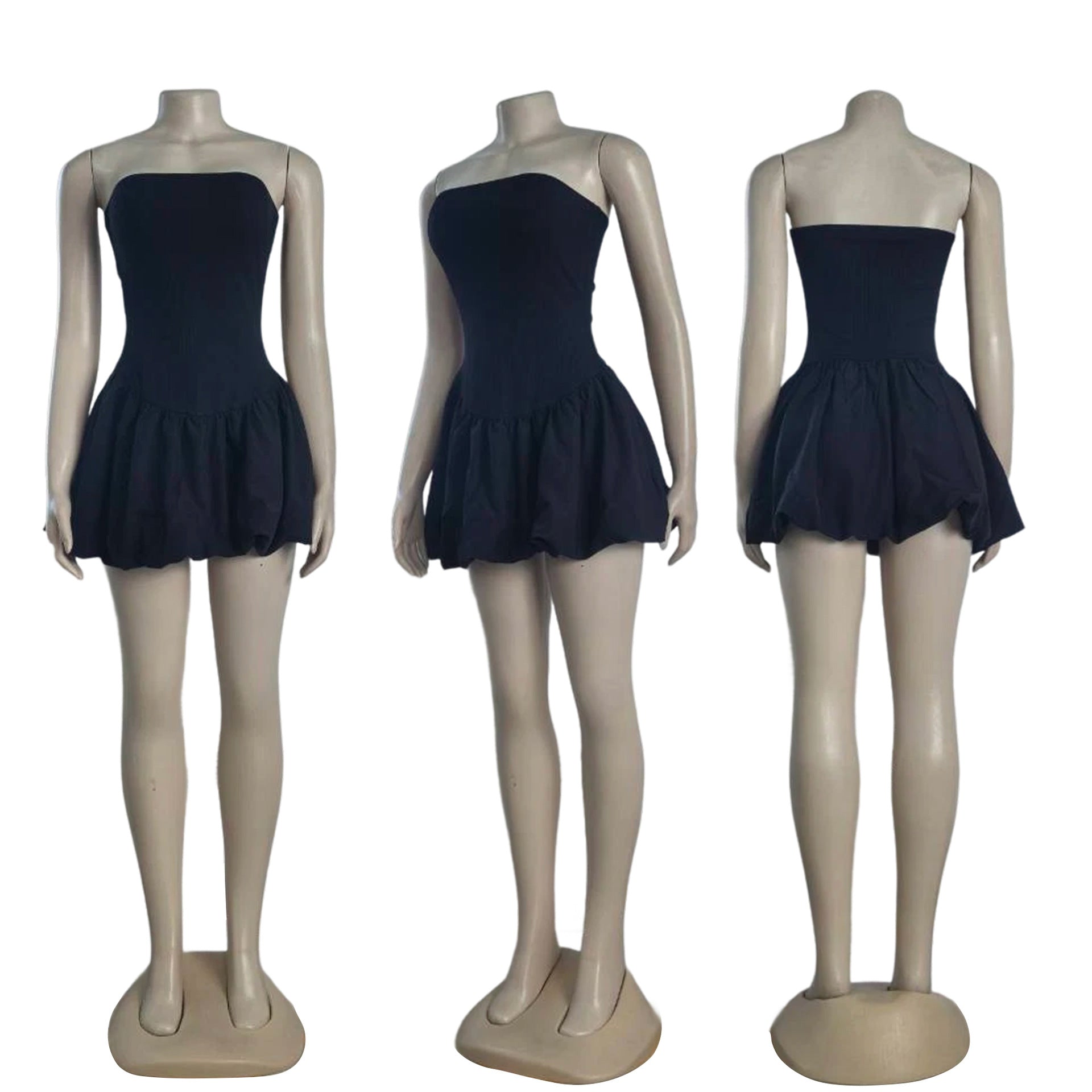 Women Summer Sleeveless Sexy Strapless Bubble Dress 4