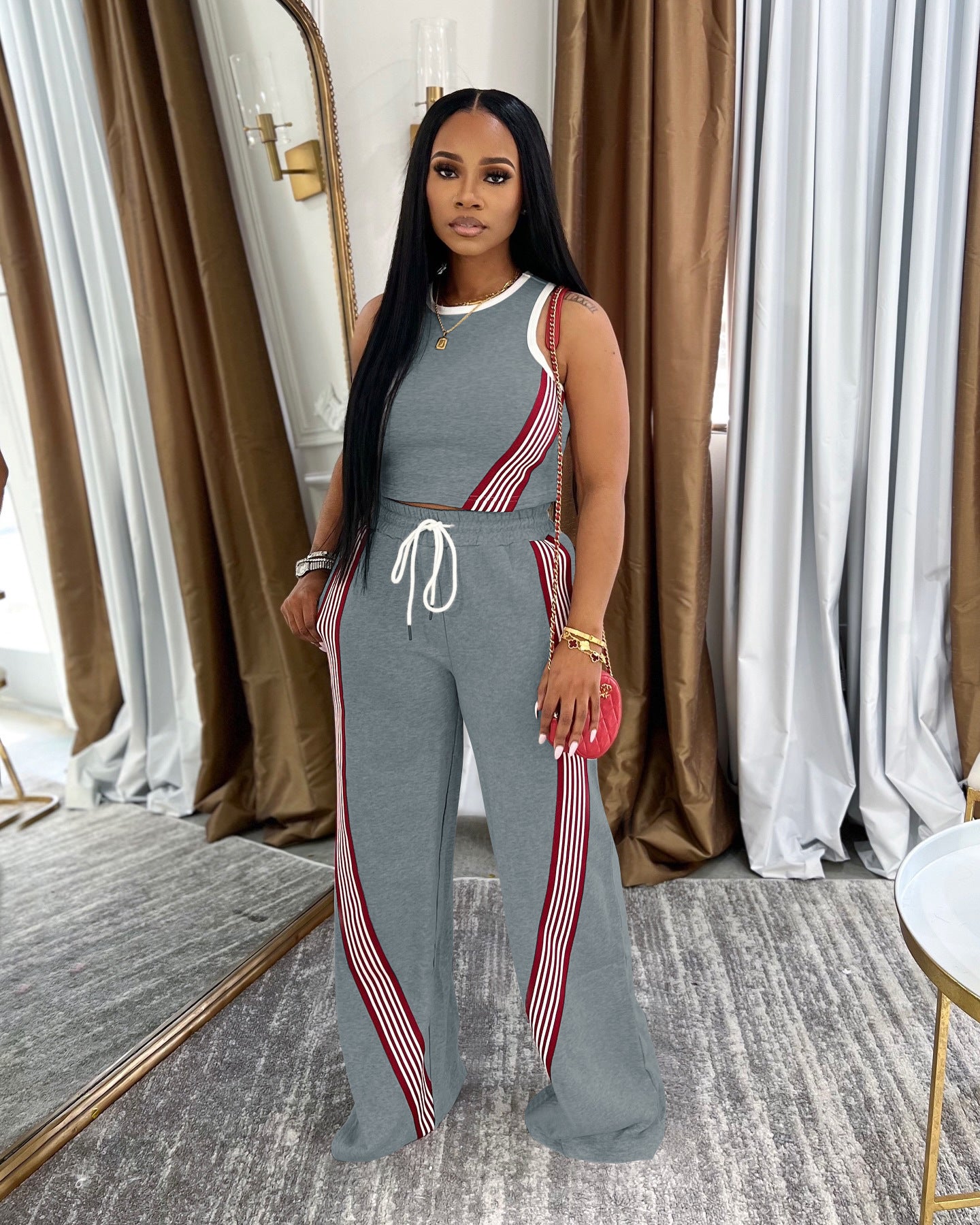 Fashion Casual Vest Wide-leg Pants Women's Two-piece Set