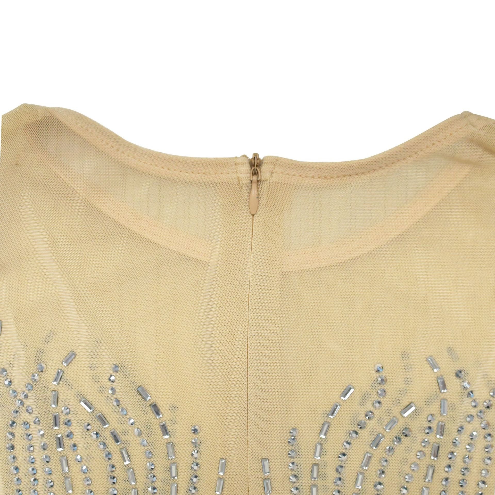 Women Solid Round Neck Sleeveless Beaded Dress 25