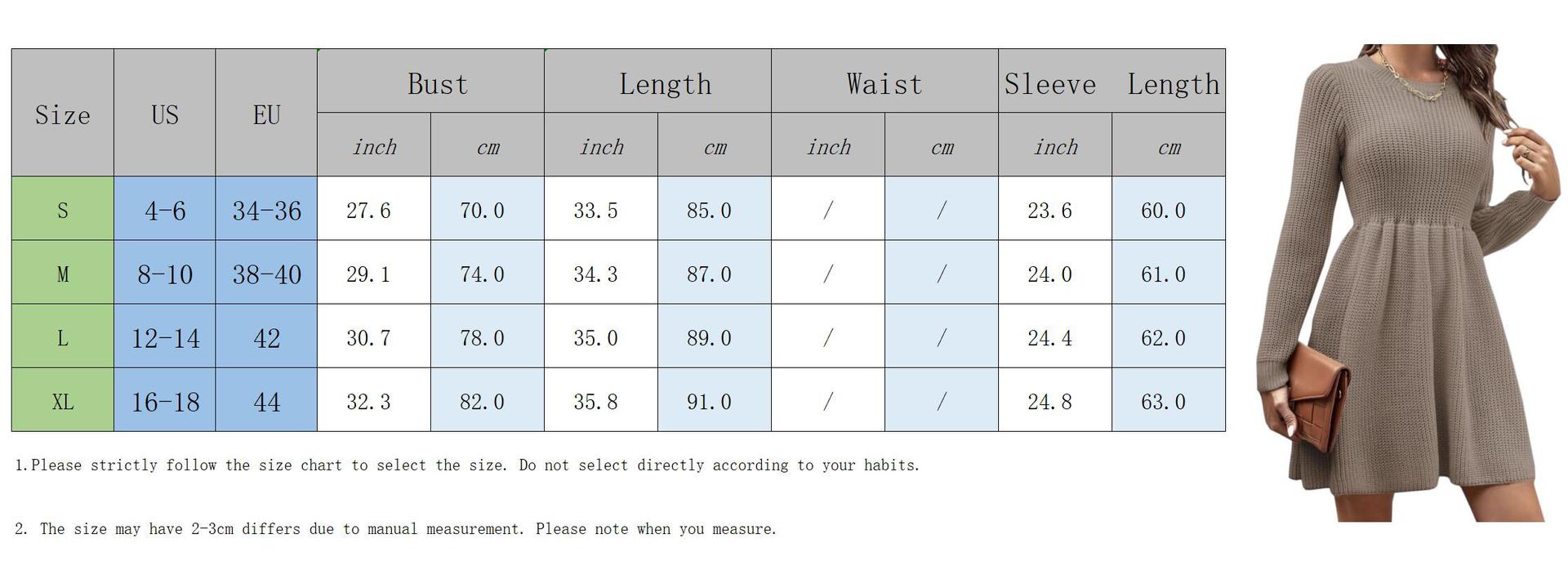 Autumn And Winter Women's Solid Color Sweater Dress 16