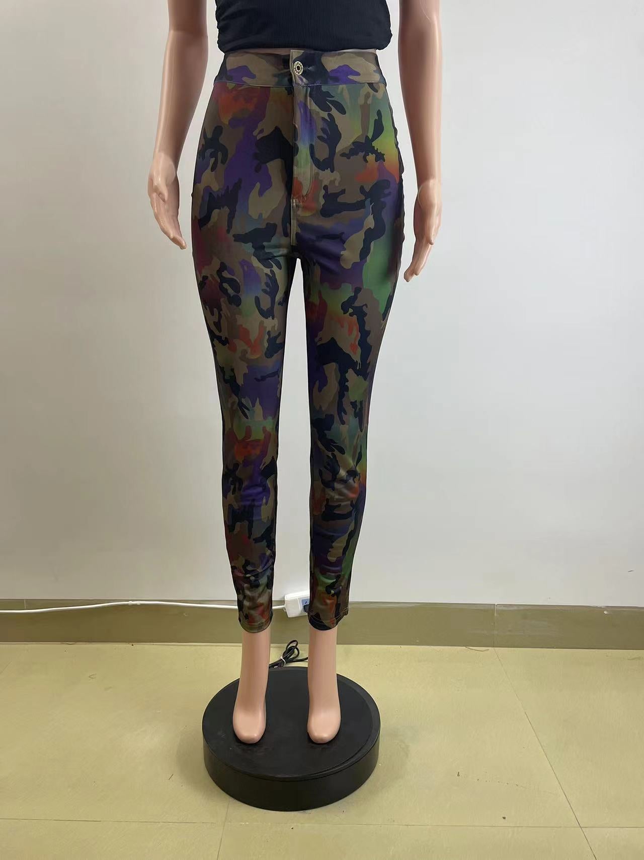 Spring Sexy Women's Clothing Tight Fitting Camo Trendy Pants 6