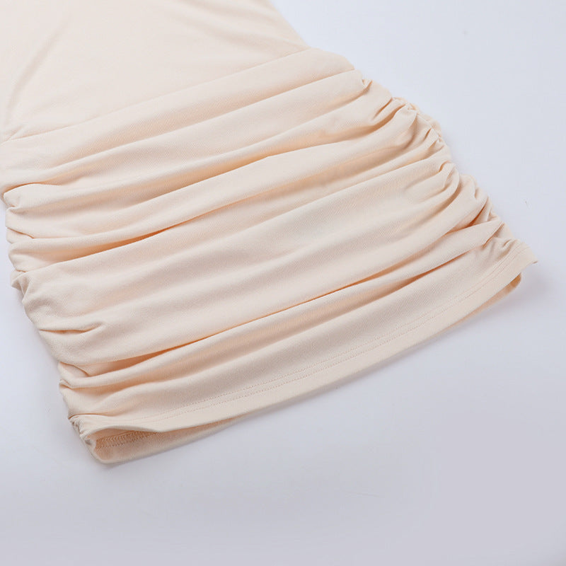 Women autumn/winter solid long-sleeved sexy U-neck bodycon dress 14