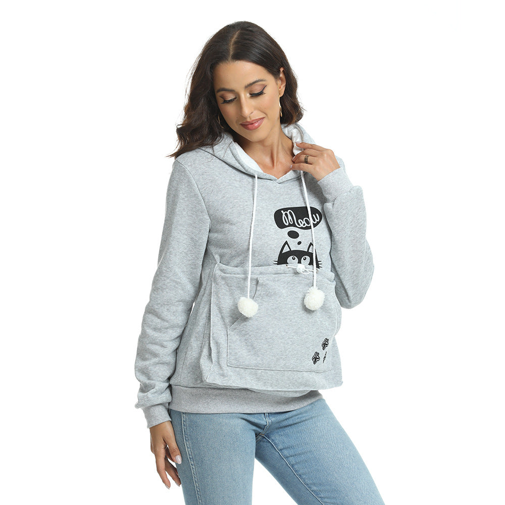 Women Autumn and Winter Print Casual Pocket Hoodies 8