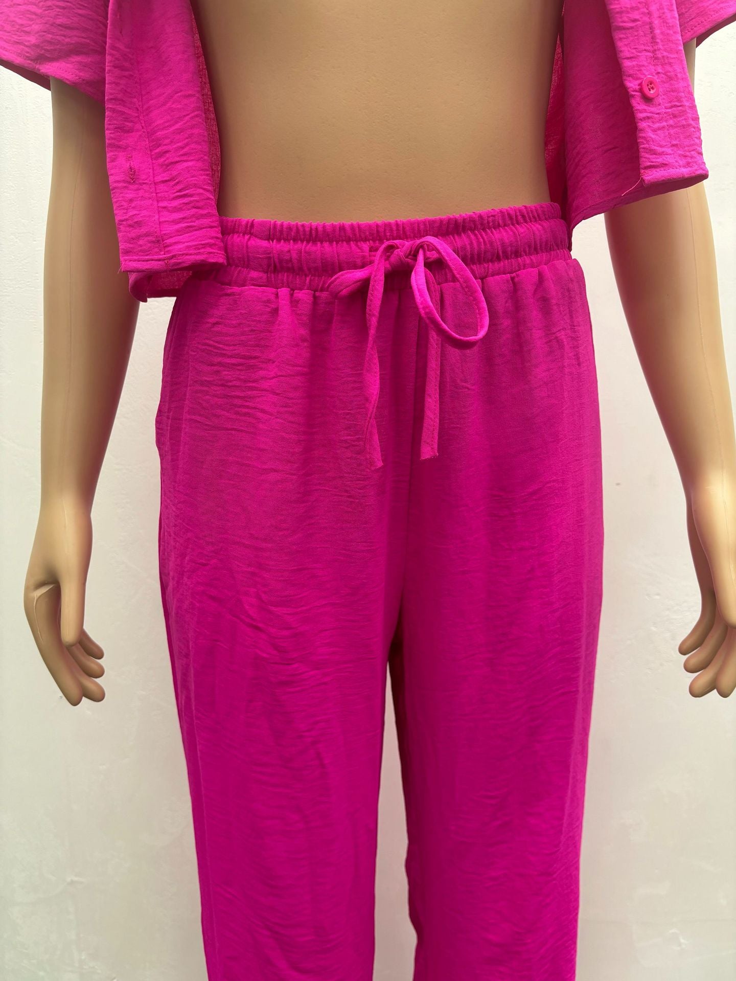 Plus Size Casual African Women Summer Solid Short Sleeve Top and Pant Two-piece Set 11