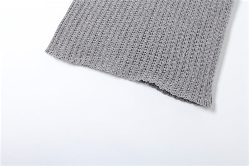 Women Off Shoulder Long Sleeve Loose Solid Knitting Sweater 33