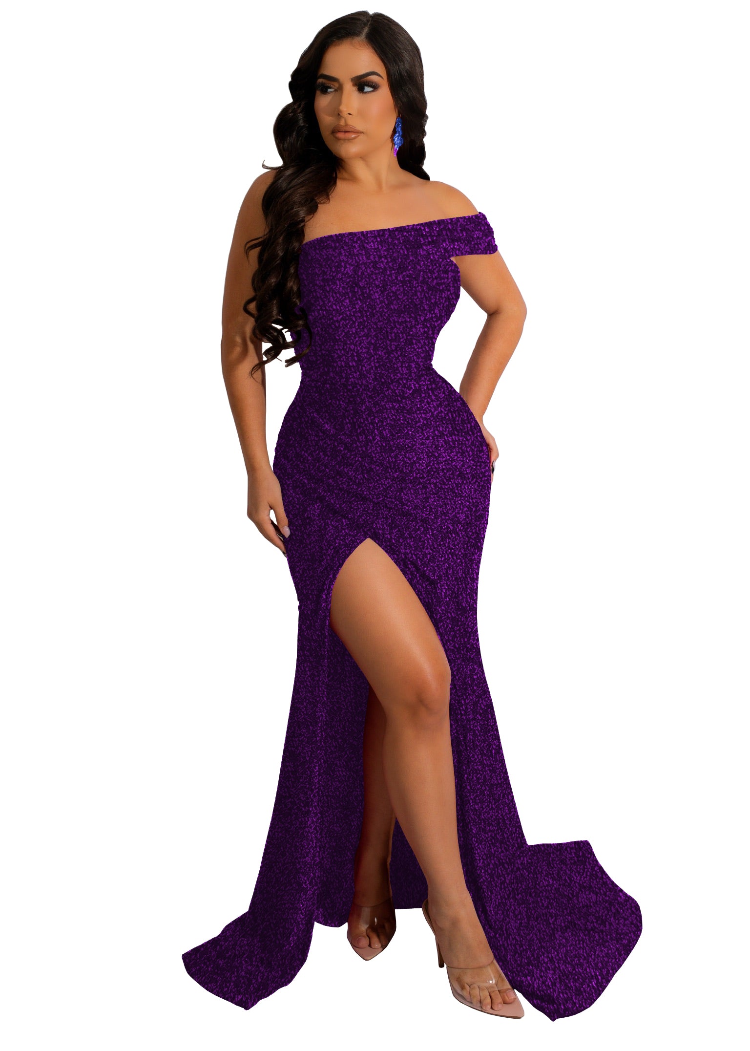 Sexy fashion nightclub wrap chest slit women's dress 34