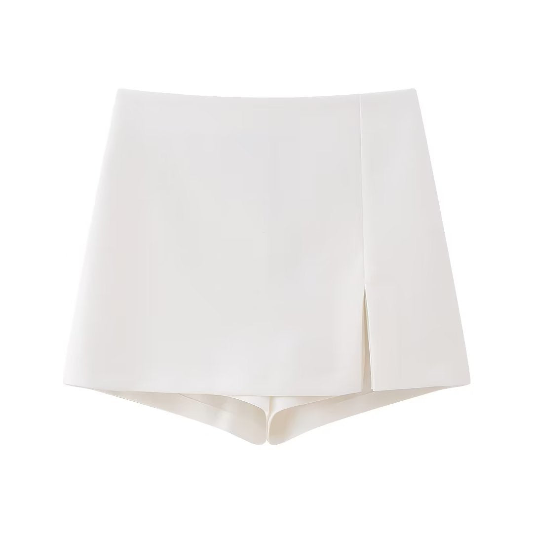 Solid color High Waist Slit Mini Culottes