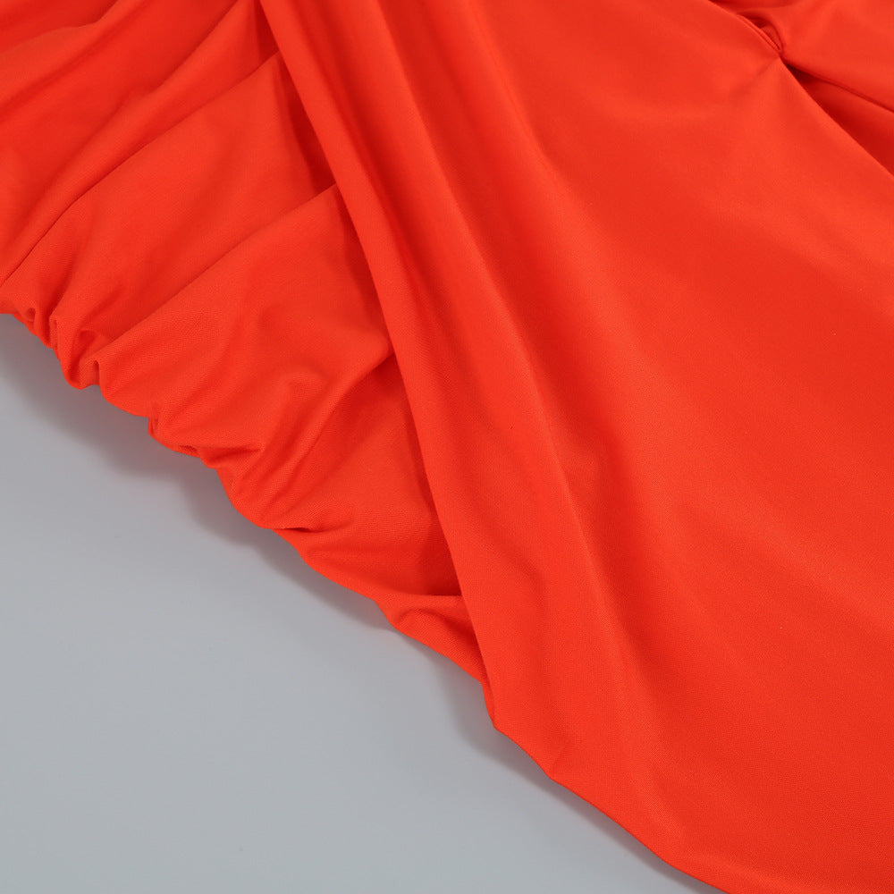 Women Sexy Strapless Backless Skirt Ruffled Slit Dress 20