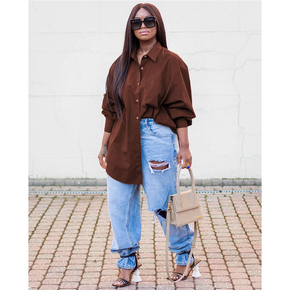 Blue Turn-Down Collar Shirt 3