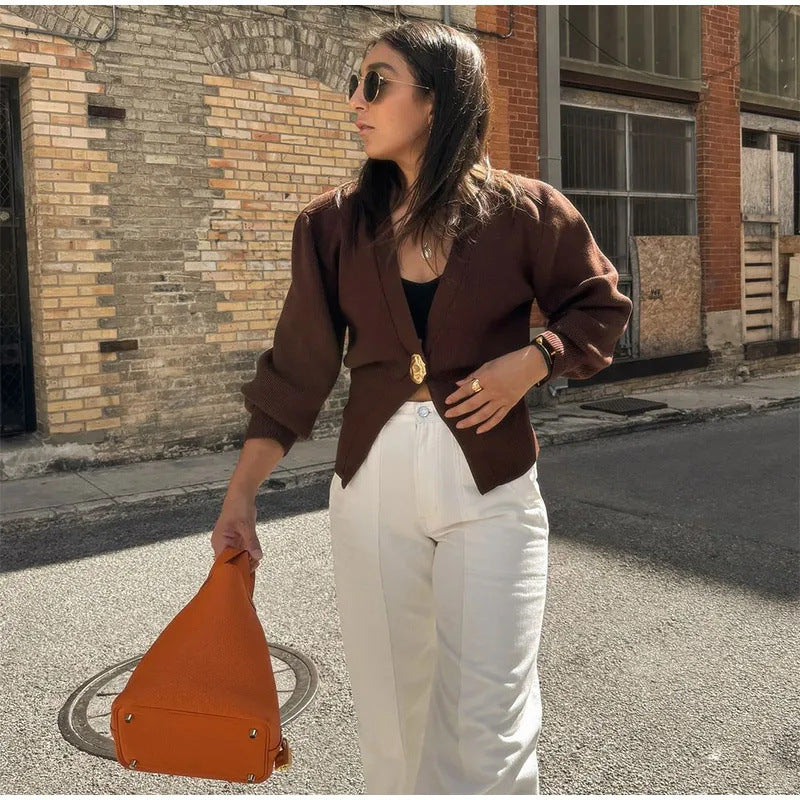 Women's V-Neck Button Knitting Cardigan 8