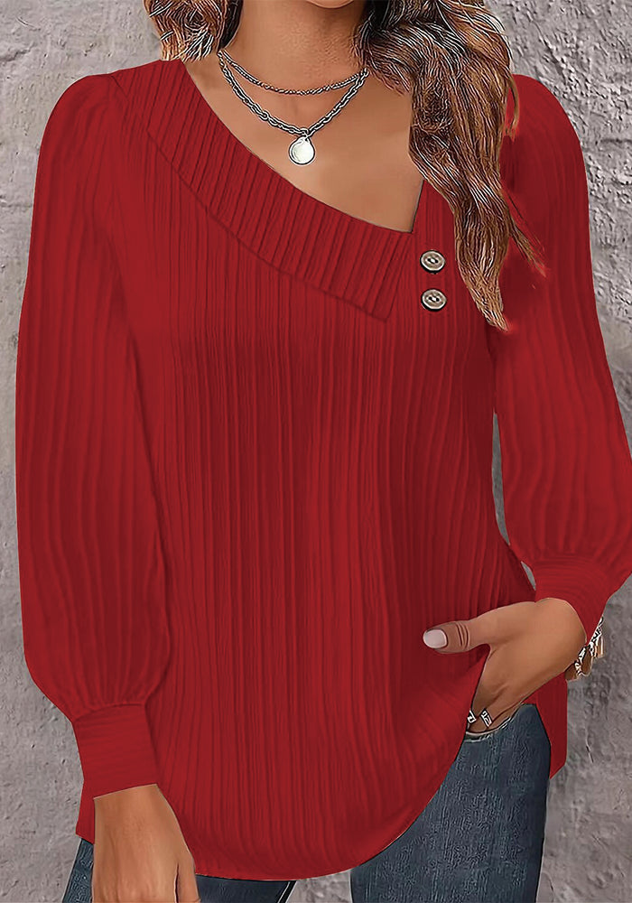 Autumn Long Sleeve Button Solid Color Shirt Women's Clothes