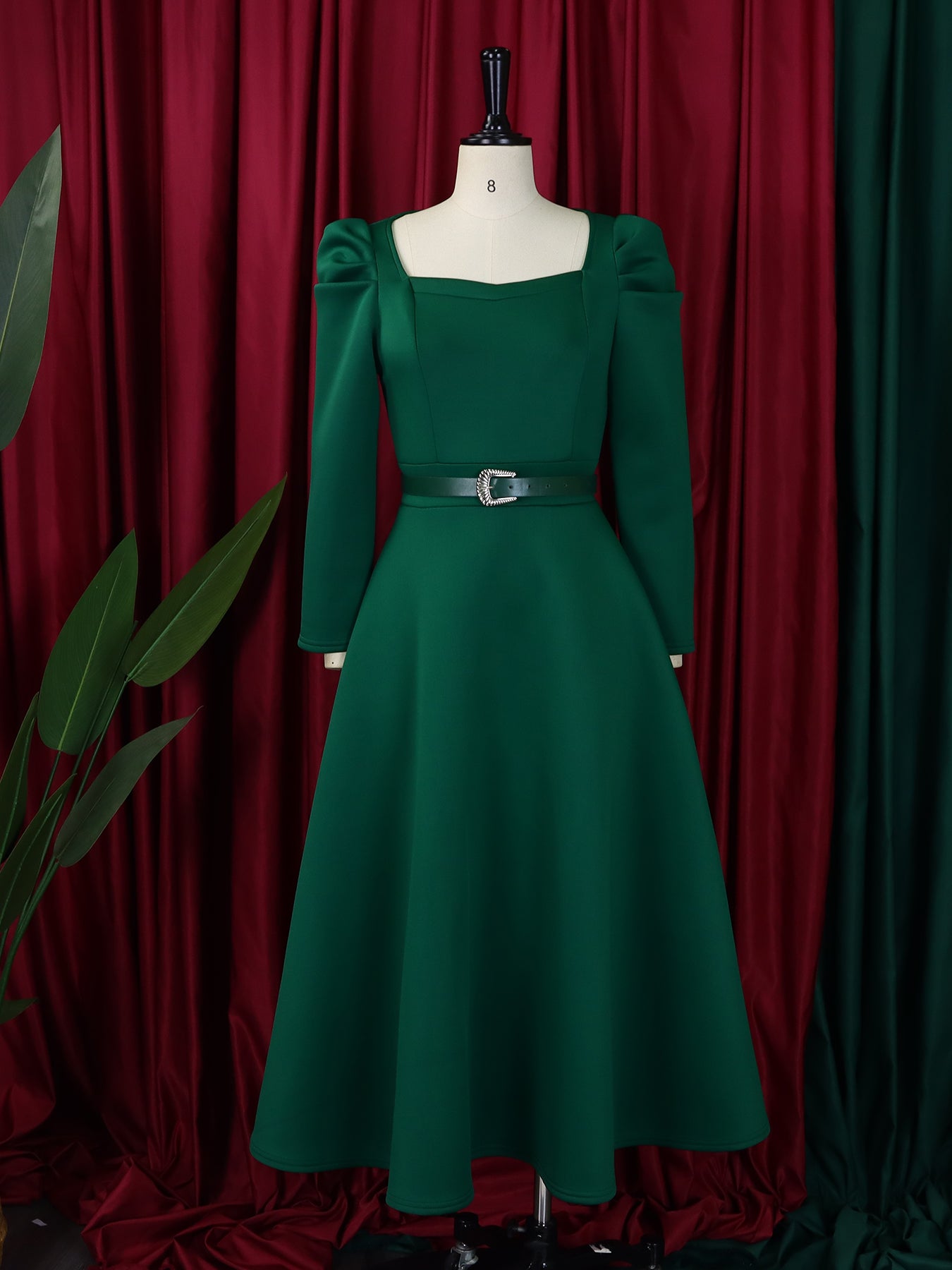 Plus Size Women Winter Puff Sleeve Formal Party Dress 27