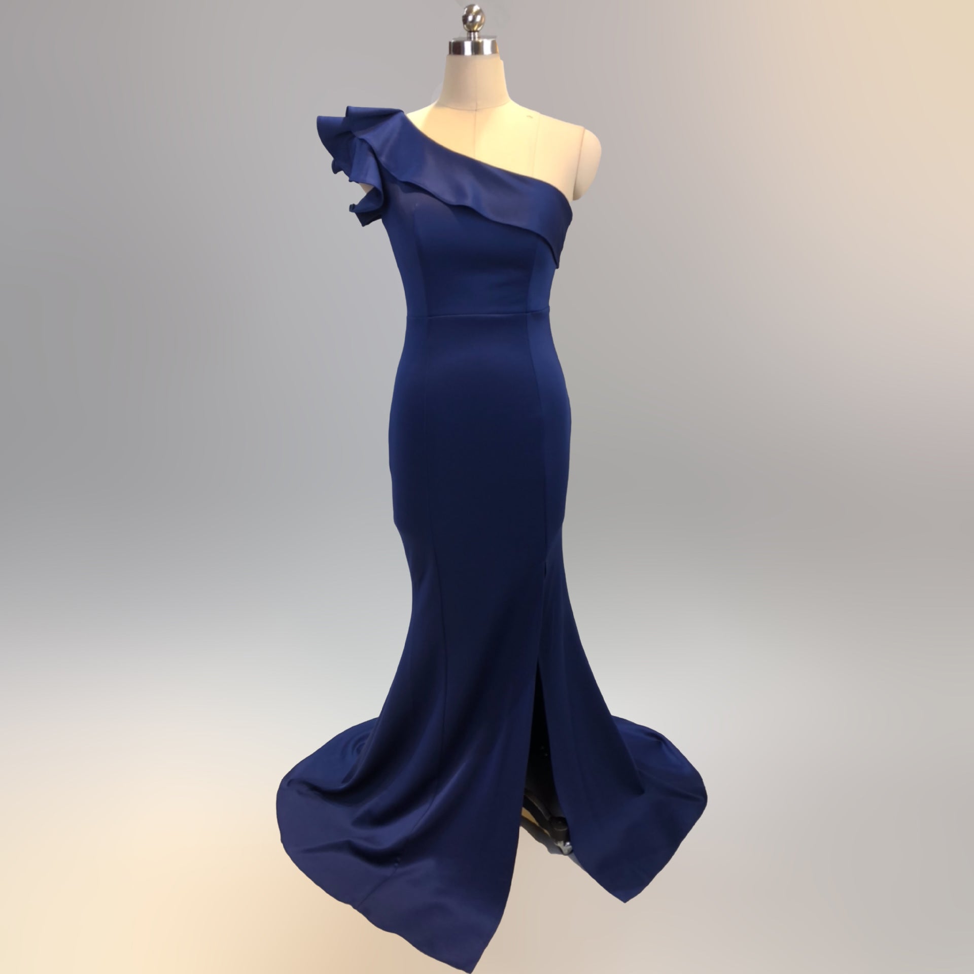 Women Summer Formal One Shoulder Shoulder High Slit Mermaid Evening Dress 12