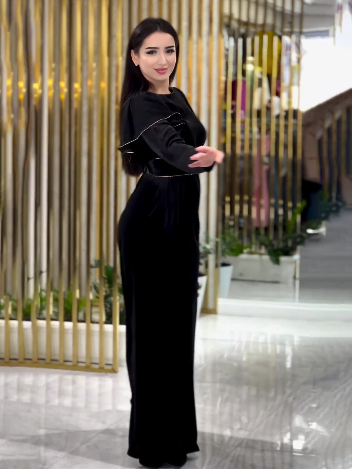 Women Long Sleeve Black Dress 5