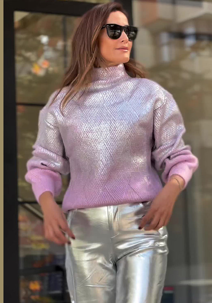 Autumn High-Neck Fashion Plaid Pullover Casual Women's Sweater