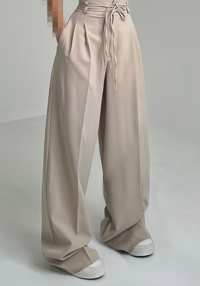 Women's Casual Solid Color High-Waist Wide-Leg Pants