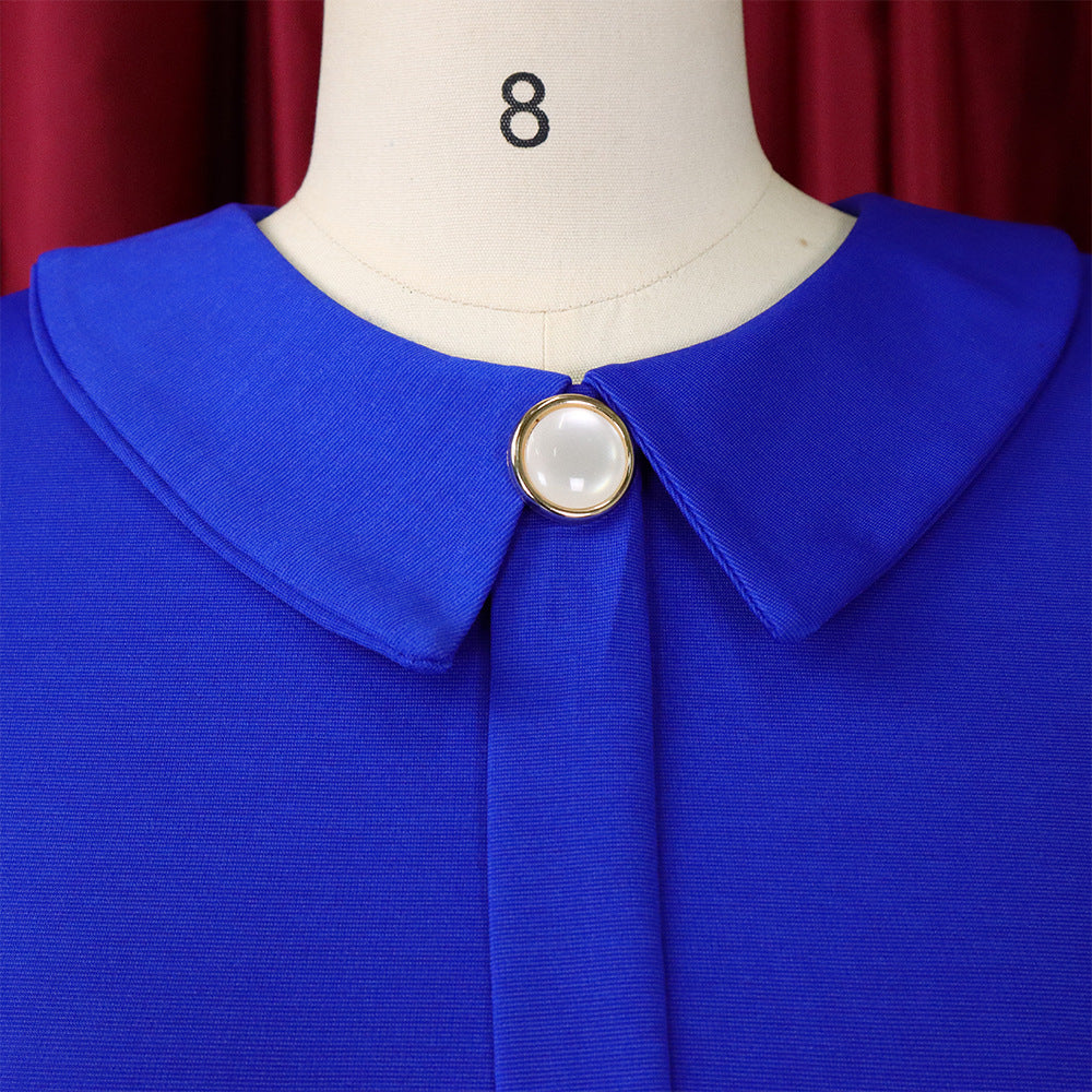 Women'S Fall/Winter Mesh And Pleated Plus Size Ol Chic Career Dress 17