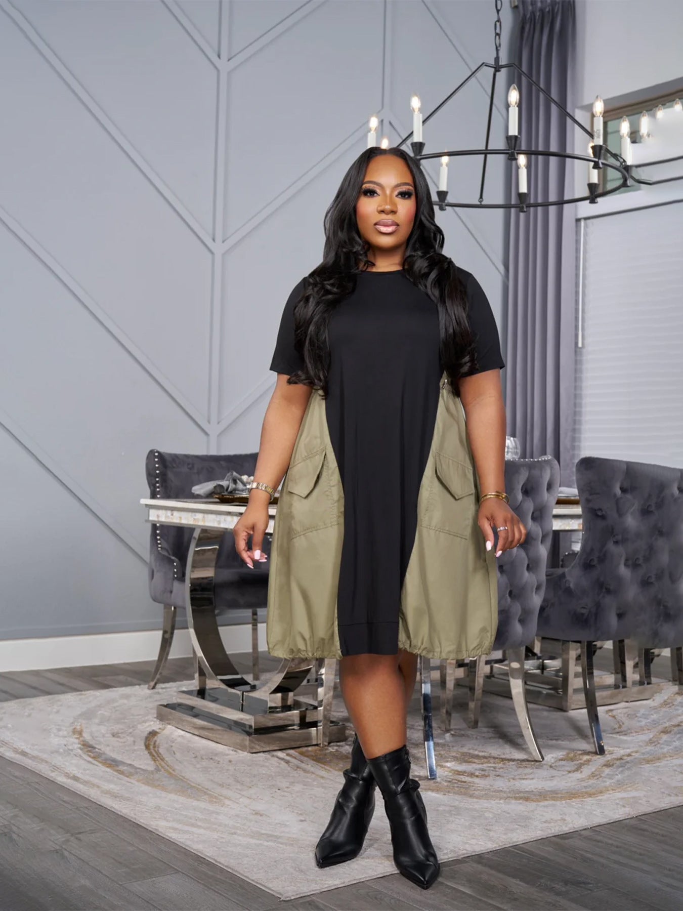 Summer Plus Size Women's Patchwork Loose Maxi Dress 4