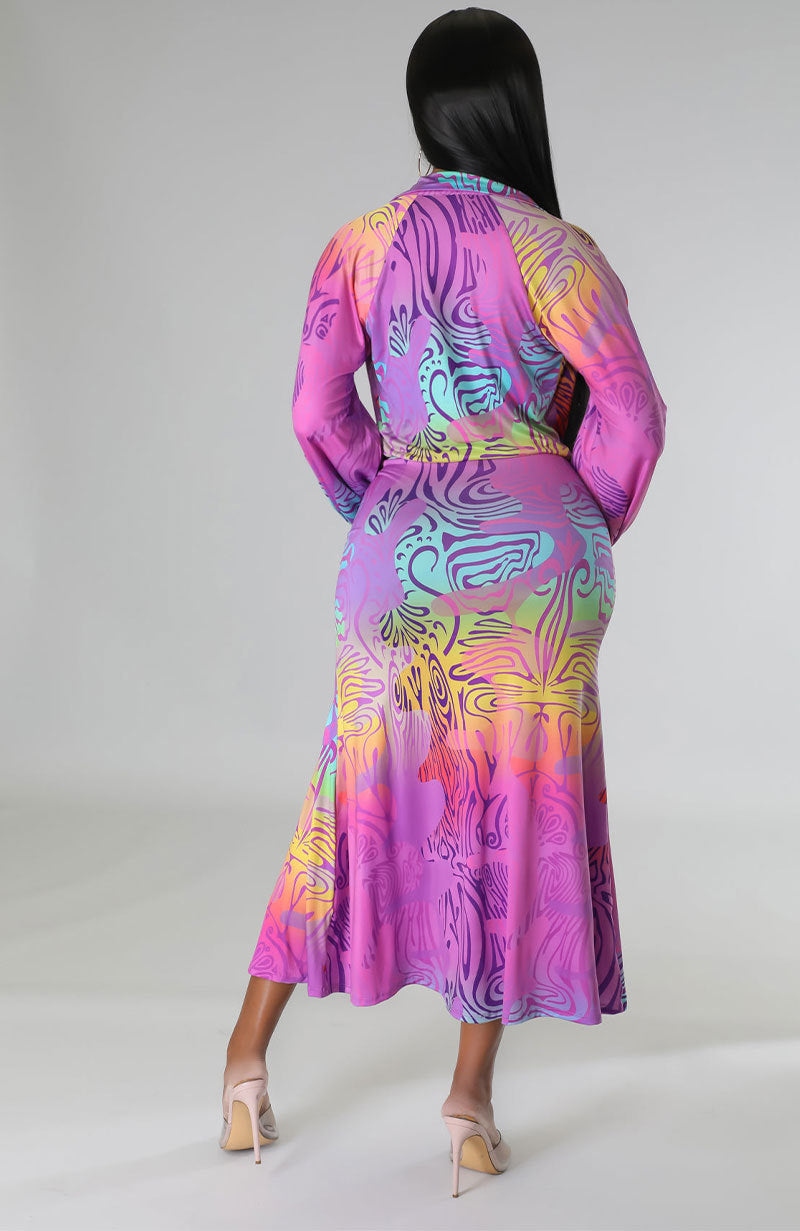 Fashion Spring Casual Print Long Sleeve Two-Piece Women'S Skirt Set 7