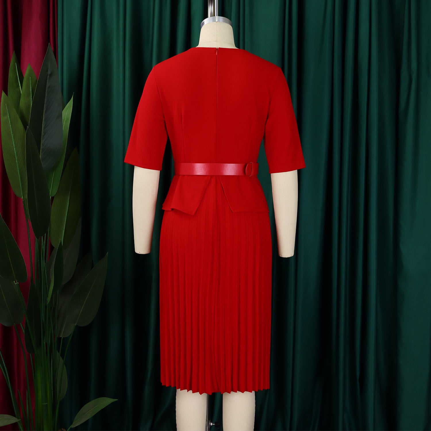 Plus Size Women v-neck pleated African dress 15