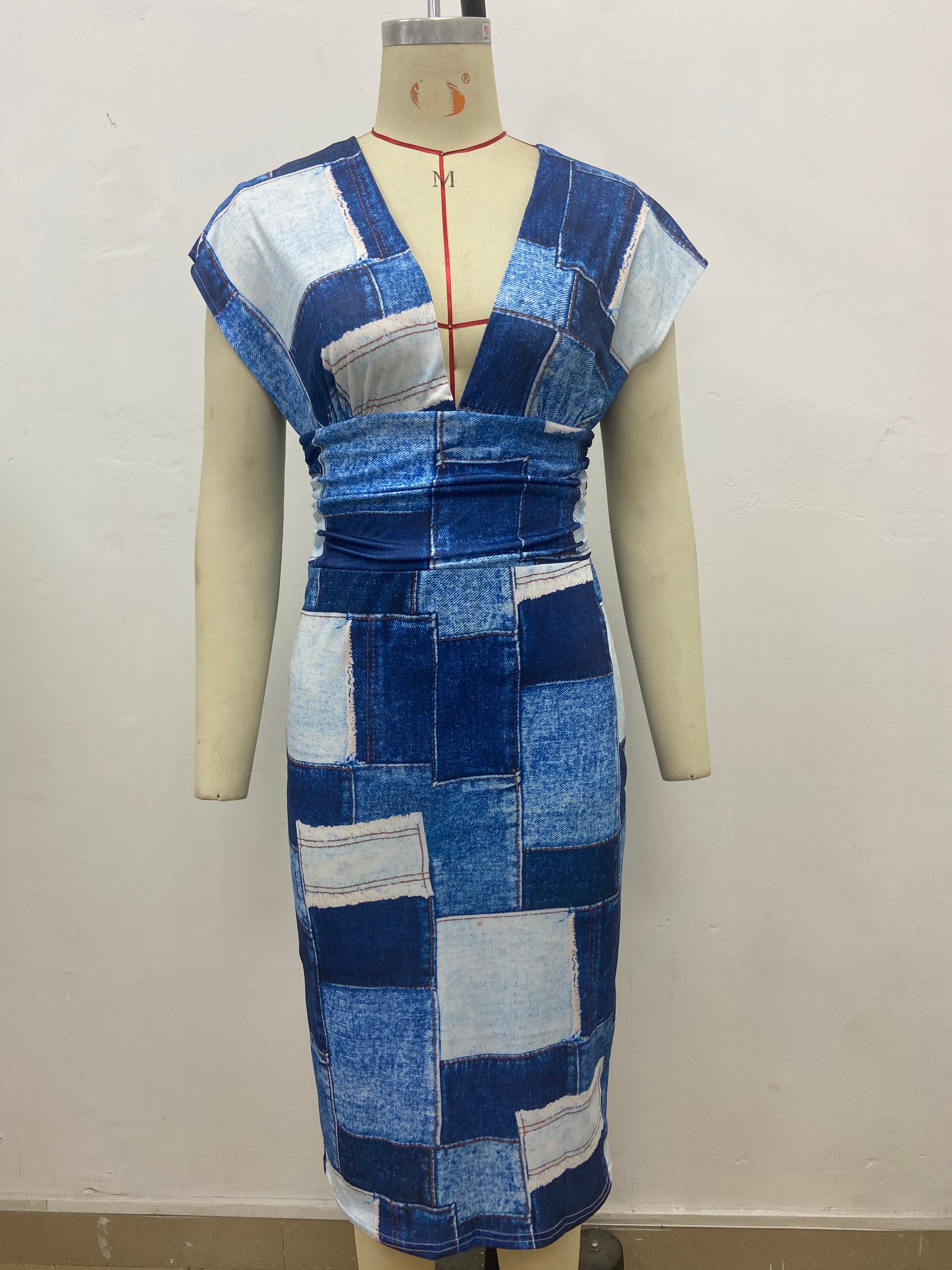 Women's Fashion Chic V Neck Slim Print Dress 19