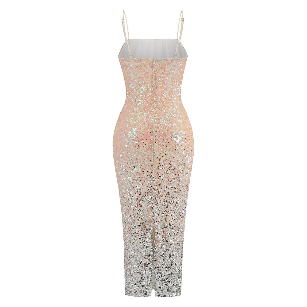 Women halter v-neck sexy sequin formal party Evening Dress 10