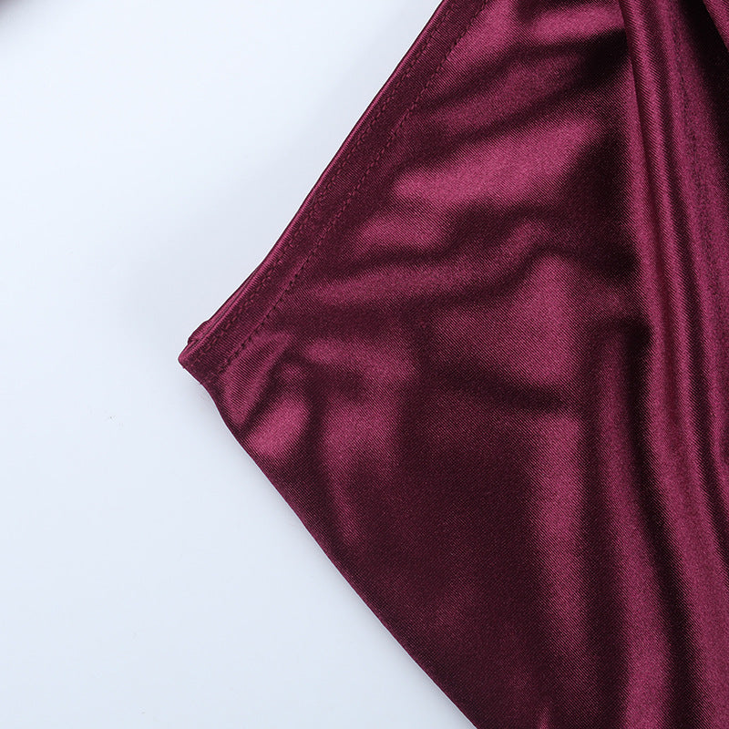 Sexy One Shoulder Hollow-Out Satin Maxi Dress Chic Gown 14