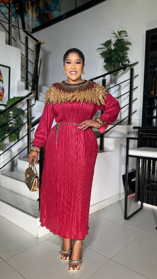 Luxury Sequin Cape Patch Slim Waist Pleated Loose Long Dress 23