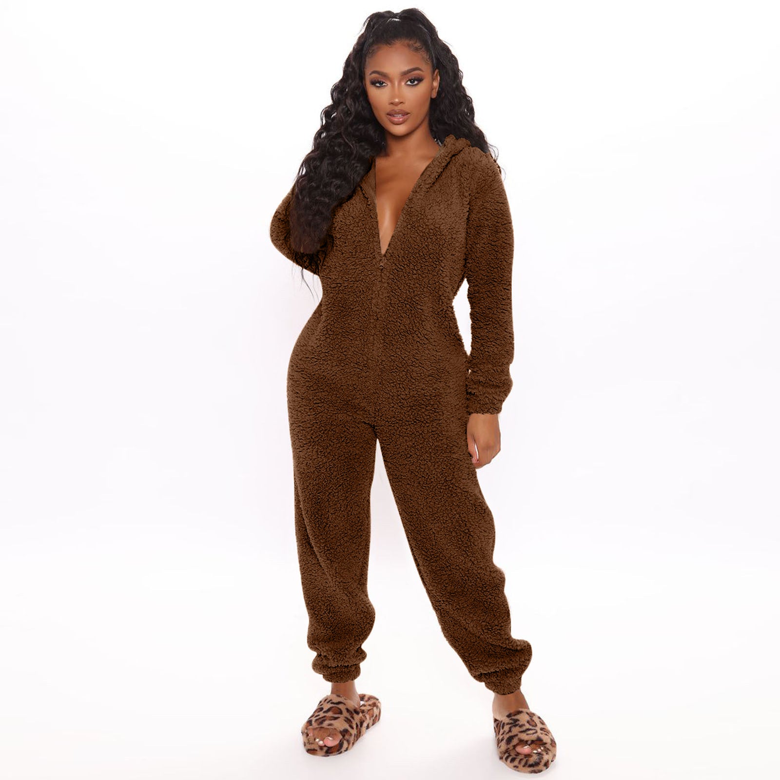 Women Long Sleeve Hooded Casual Jumpsuit 22