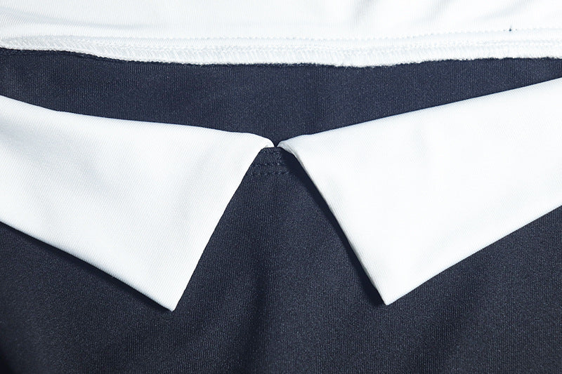 Women's clothing black and white color matching fresh Off Shoulder A-line short dress 10