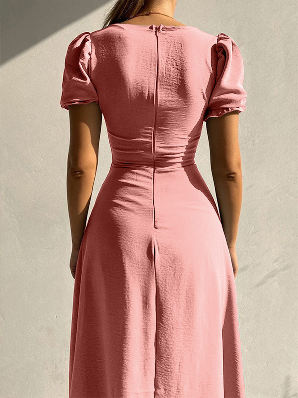 Women's Spring/Summer Chic V-Neck Single Breasted Midi Dress 26