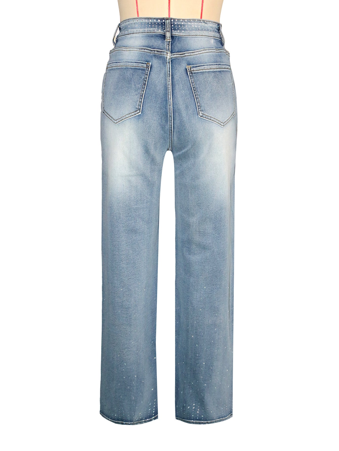 Women Casual Beaded Denim Pants 12
