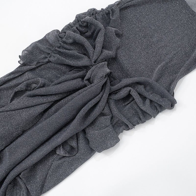 Women sexy Strapless Backless See-Through dress 15