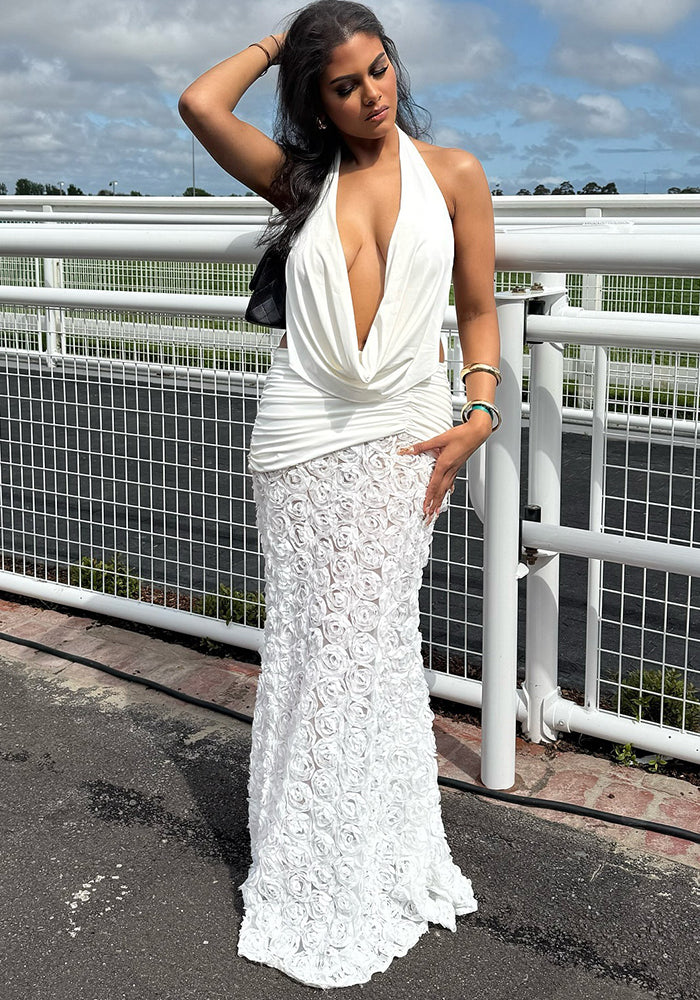 Women Sexy Backless Floral Suspender Dress