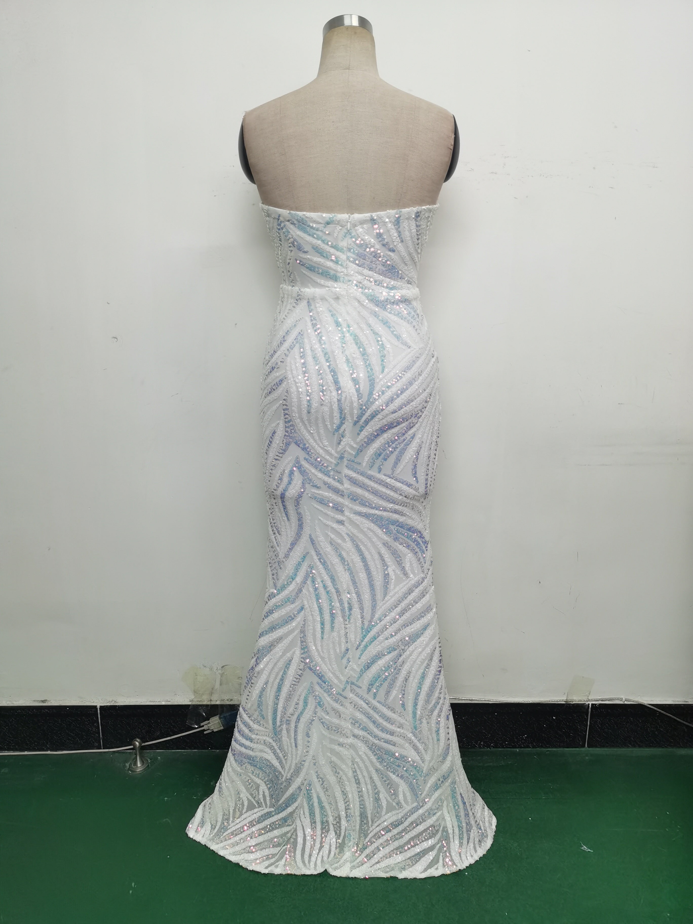 Women Beaded Sequined Wrap Dinner Party Evening Dress 35