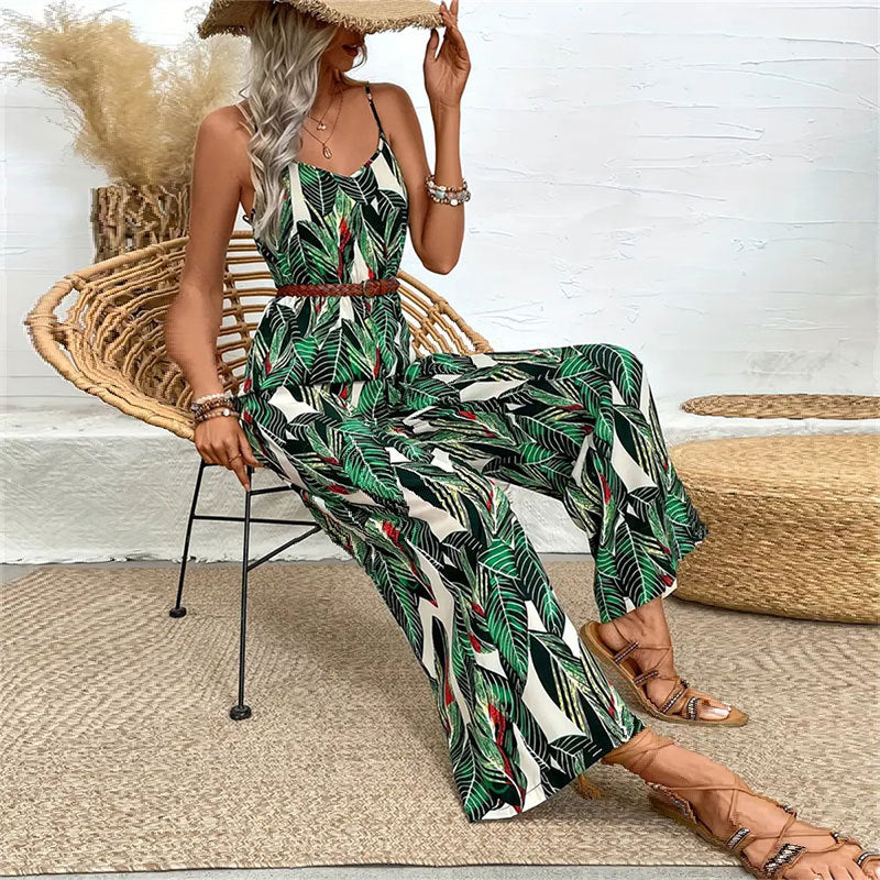 Women's Printed Strap Wide-Leg Jumpsuit 7