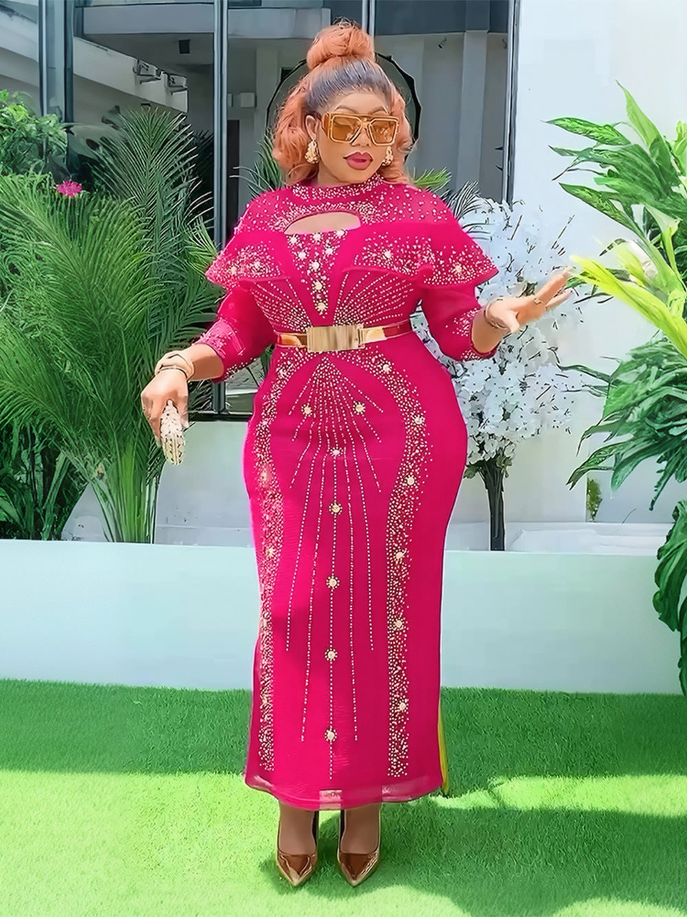 Plus Size Women African Beaded Bodycon dress 6