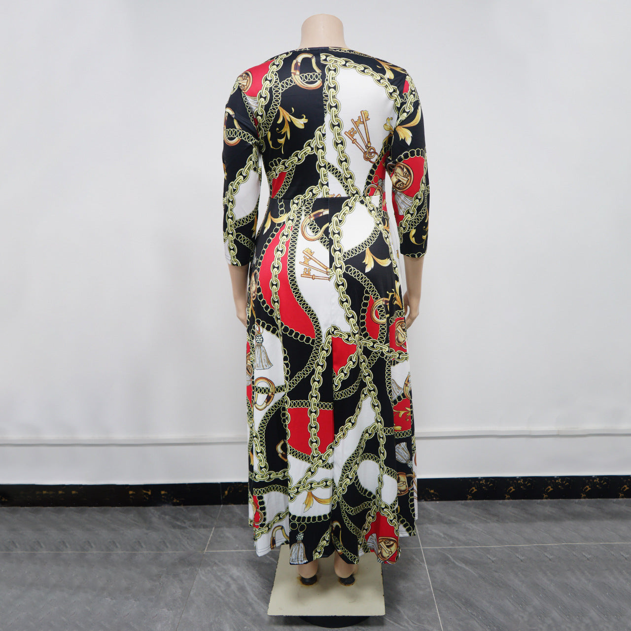 Women's Spring Fashion Chic Printed Long Sleeve African Plus Size Maxi Dress 15